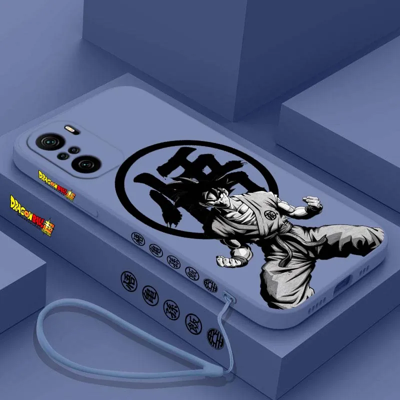 D-Dragon Ball Goku Cool Logo Cover para Xiaomi Redmi Note 14 13 12 11 10 9 8 Pro Plus 4G 5G funda de teléfono con cuerda izquierda líquida - imagen 5