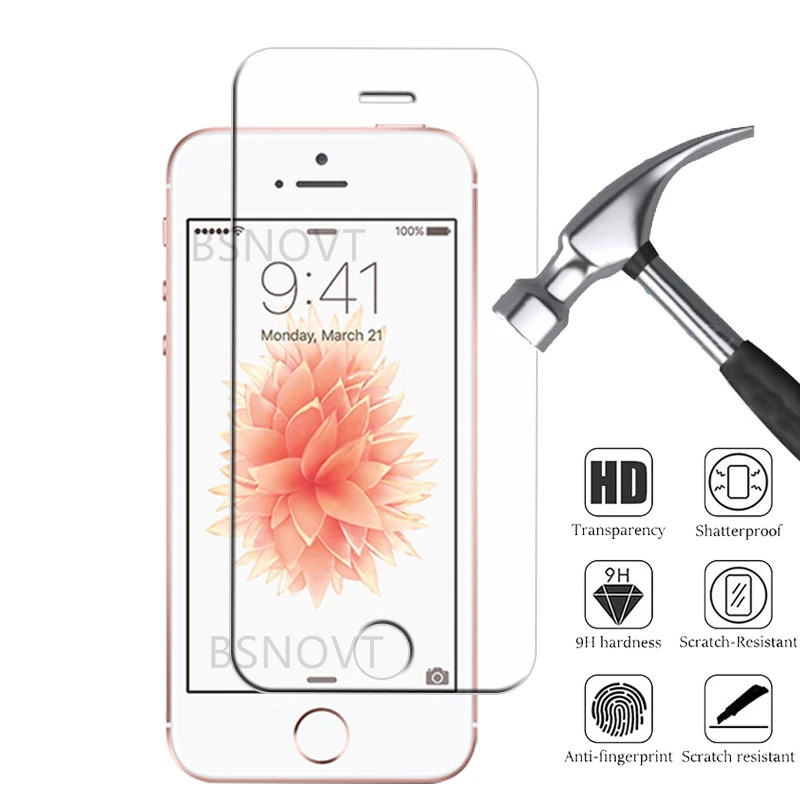 4/3/2/1 Uds para iPhone 5 vidrio iPhone SE 2016 5 5S Protector de vidrio templado 9H HD cubierta de pegamento transparente para Protector de pantalla iPhone 5 - imagen 4