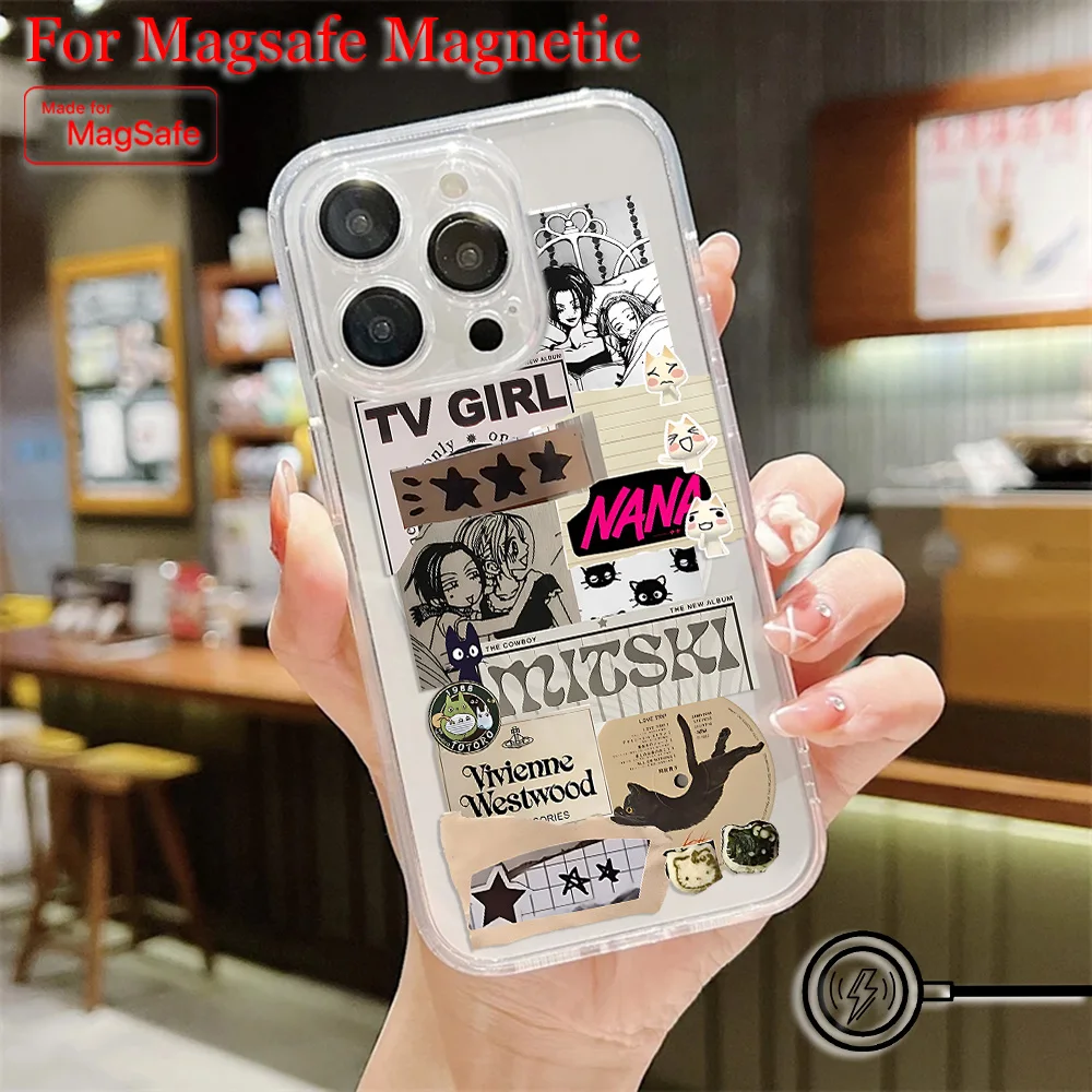 Funda de teléfono magnética Anime Nanas Osaki Line Magsafe para Samsung Galaxy S25 S24 S23 S22 S21 S20 FE Plus Ultra 5G, funda transparente de TPU - imagen 4