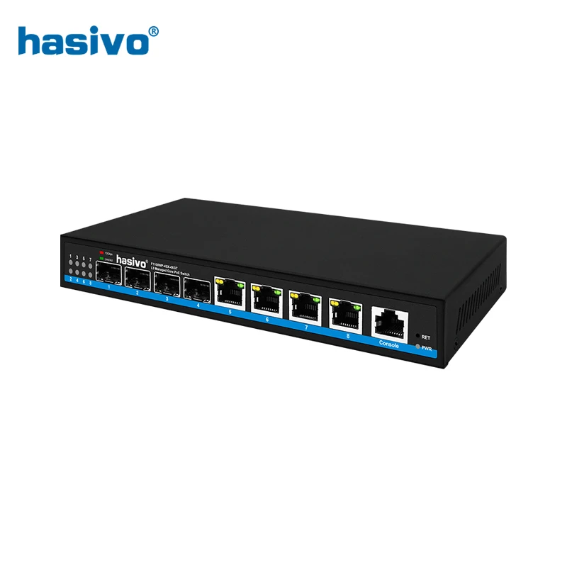 Hasivo Conmutador PoE 10G 4 Puertos RJ45 y SFP Plug and Play - imagen 2