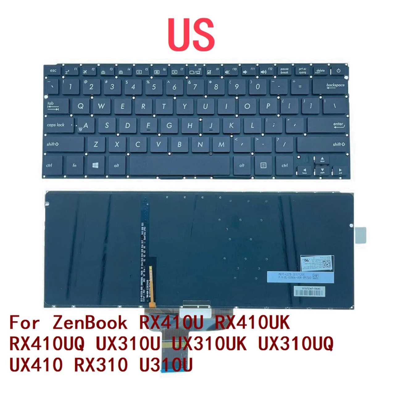 Teclado retroiluminado para ordenador portátil ASUS, accesorio para ZenBook RX410U, RX410UK, RX410UQ, UX310U, UX310UK, UX310UQ, UX410, RX310, U310U