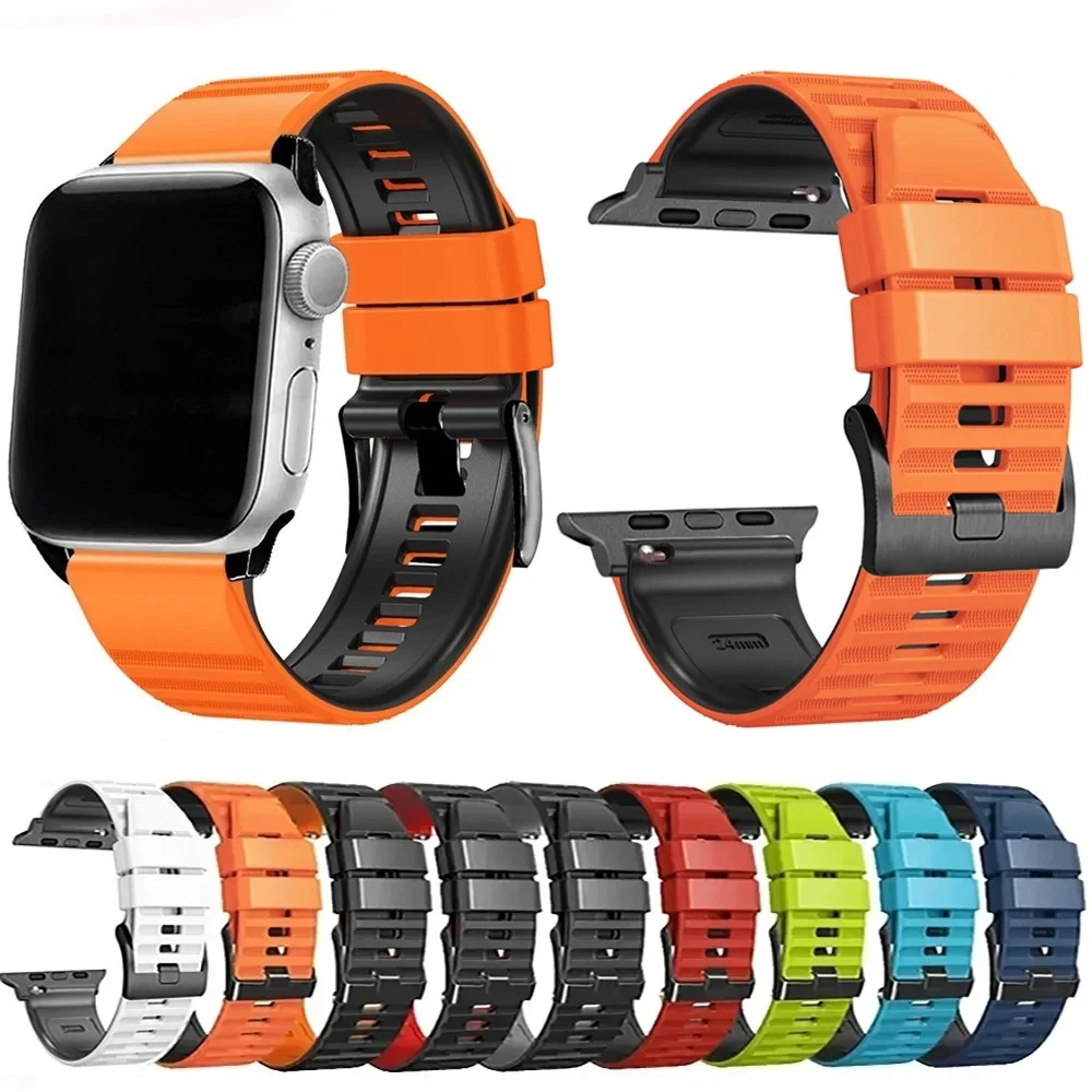 Correa de silicona transpirable para Apple Watch Ultra 2, pulsera de 49mm para Apple Watch Series 11 10 9 8 7 SE 6 5 4 46mm 45mm 44mm 42mm