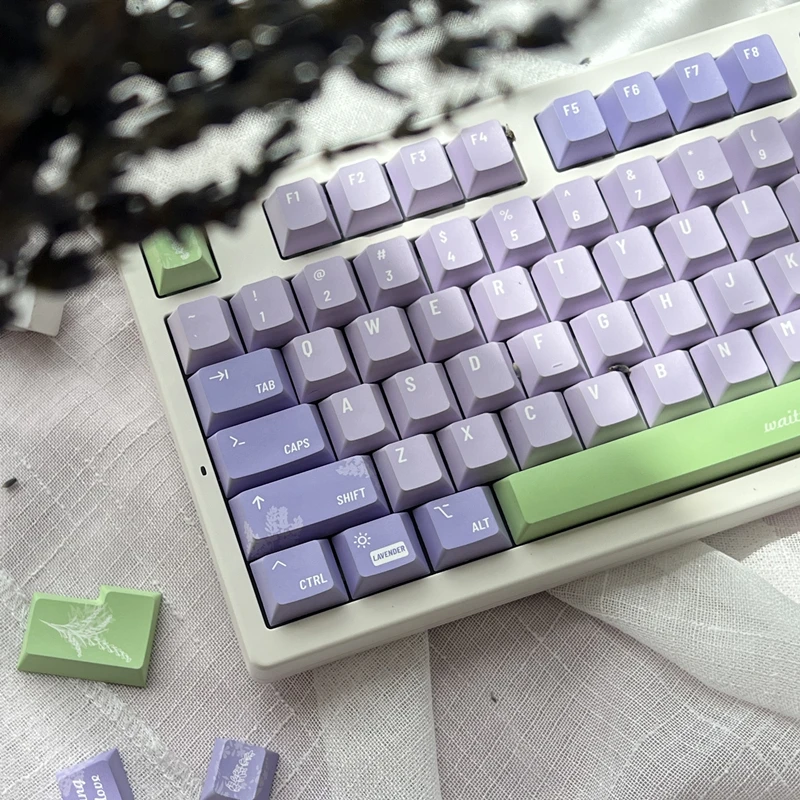 GMK-Juego de 144 teclas de lavanda, teclas de subcama con tinte PBT, perfil de cereza, para Keychron Q2 K2 65% 75% Anne GH60 GK64 Poker