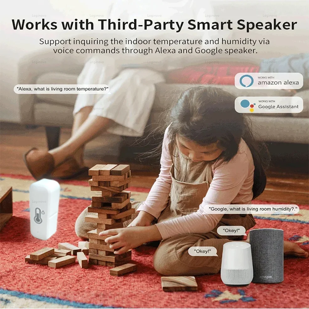 Zigbee-Sensor de temperatura y humedad, Detector de Monitor remoto por aplicación, automatización del hogar inteligente para Alexa, asistente de Google Home 2MQTT - imagen 4