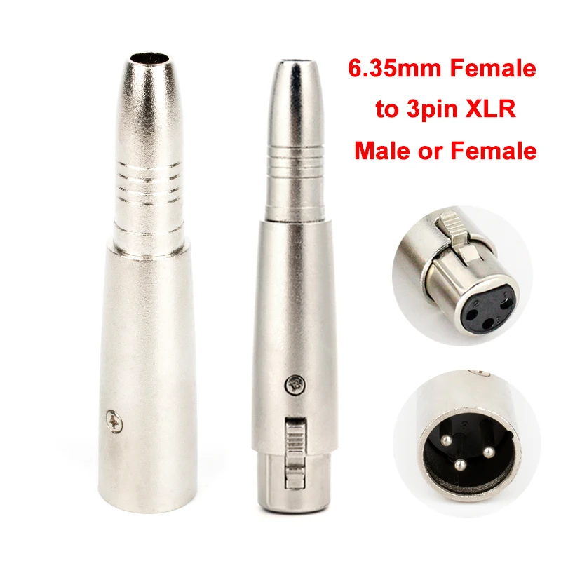 1 Uds 6,35mm hembra a 3 pines XLR macho/hembra enchufe de conversión 6,35 6,5mm conector convertidor adaptador de Audio para micrófono estéreo