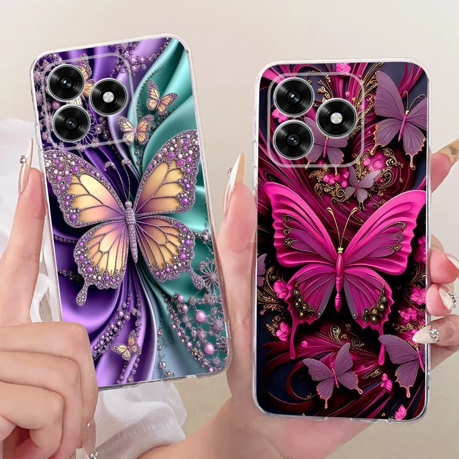 Para Honor X5C Plus funda NLA-LX1 elegante funda pintada de mariposa funda de teléfono de silicona transparente para Honor X5C HonorX5C Plus carcasa suave