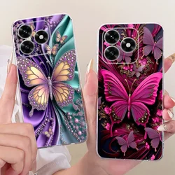 Funda Honor X5C Plus Silicona Transparente Diseño Mariposa