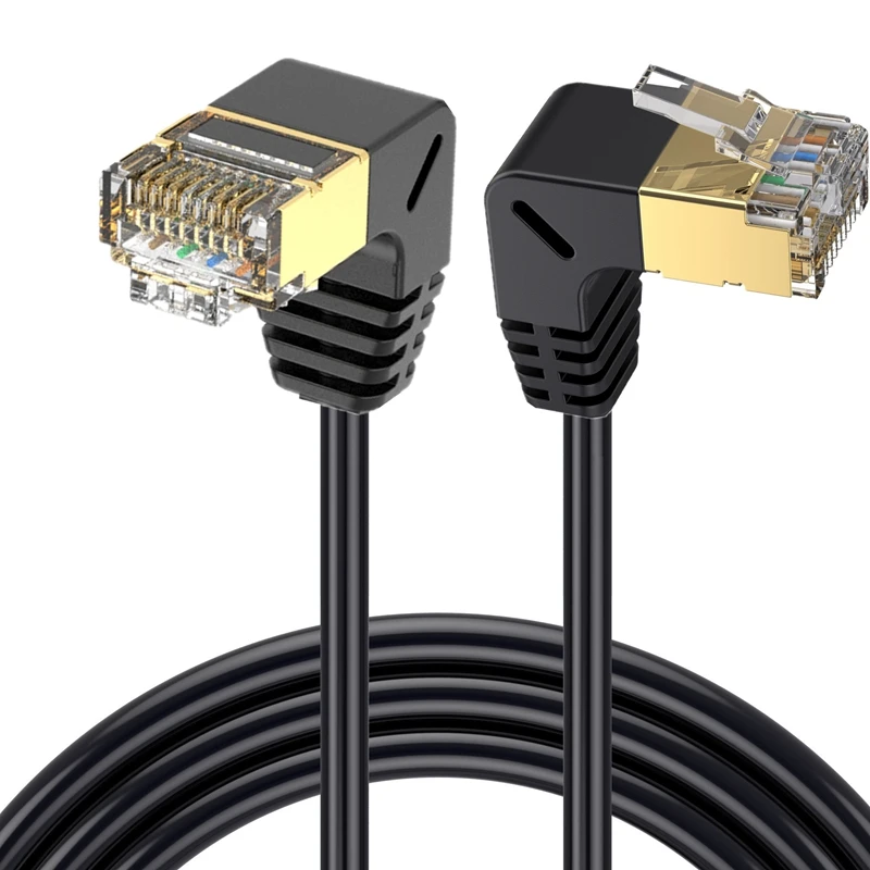 Siete tipos de Cable de red, 10 Gigabit, codo en ángulo recto de 90 grados, CAT7, Gigabit, enrutador de banda ancha para ordenador doméstico de alta velocidad RJ45 - imagen 2