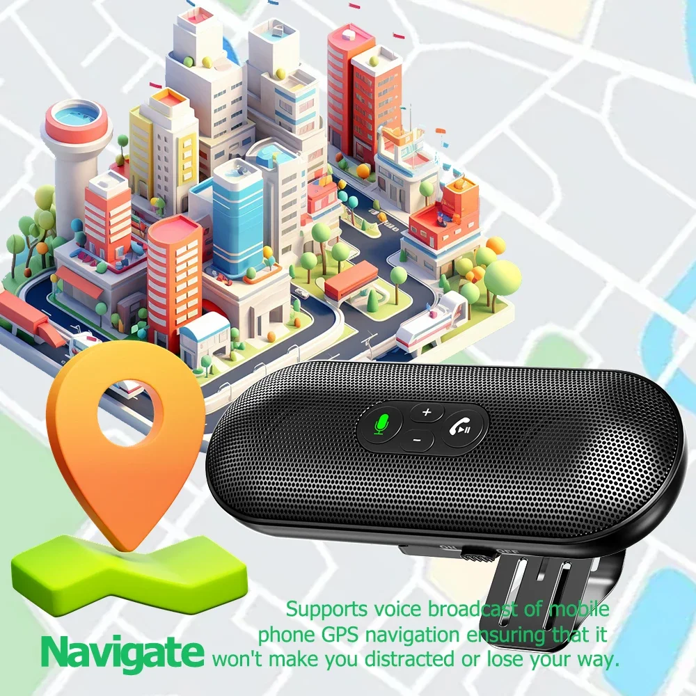 Kit manos libres Bluetooth 5,4 para coche, altavoz con visera, reproductor de música, altavoz de 6W, receptor de música inalámbrico con asistente de voz - imagen 5