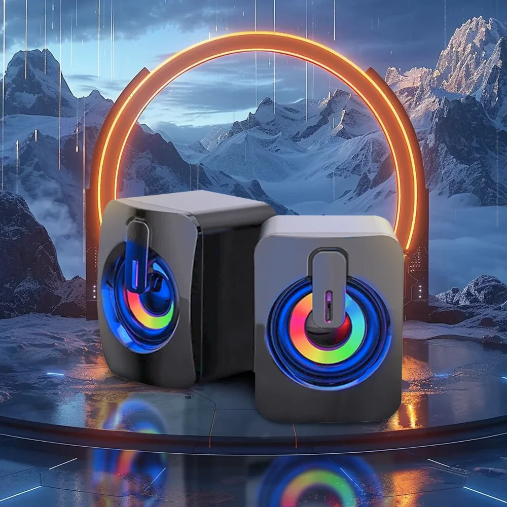 Altavoces De ordenador, caja De sonido para PC, micrófono estéreo HIFI, Caixa De Som con cable USB y luz LED para ordenador De escritorio, Audio para ordenador portátil - imagen 2