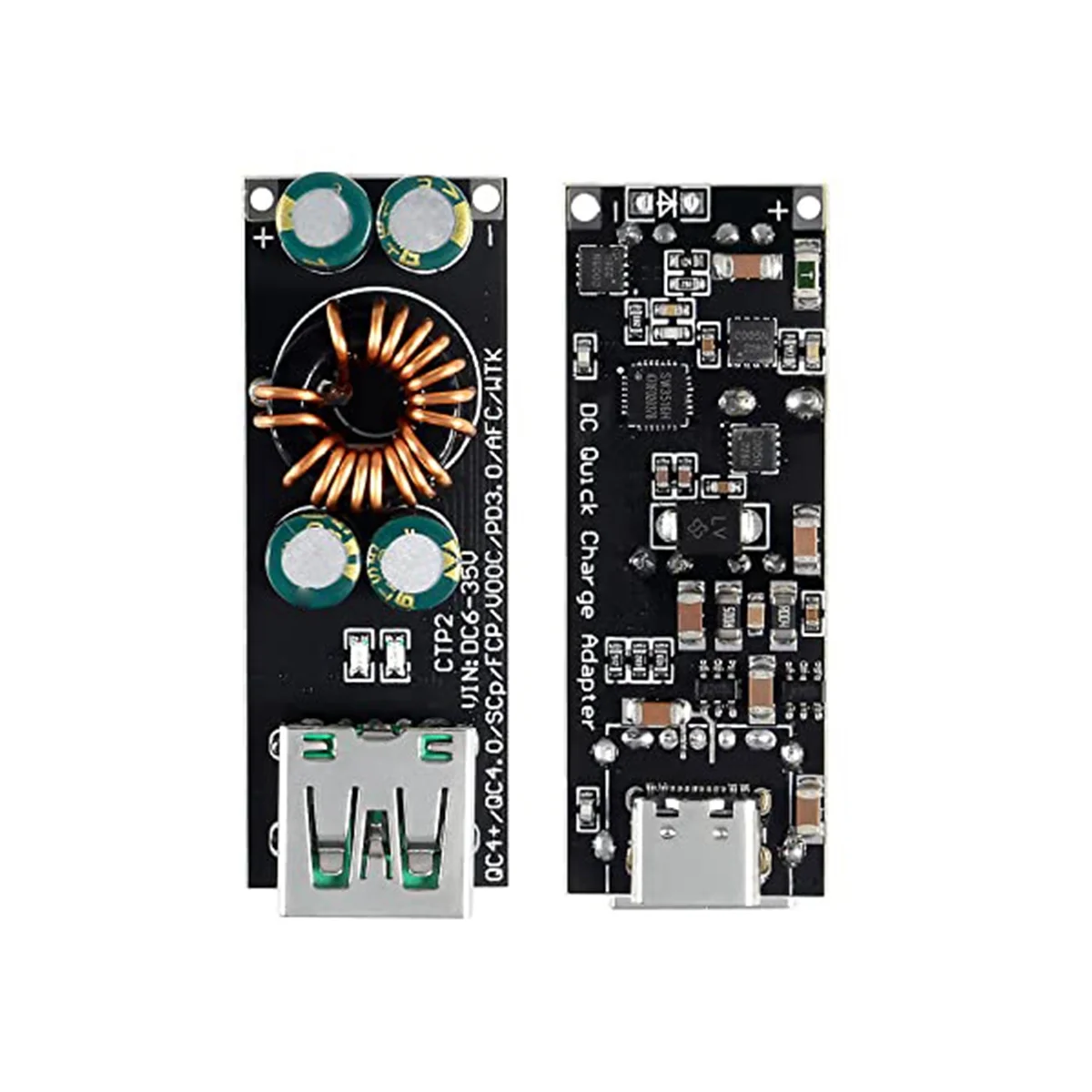 Módulo de alimentación reductor de carga rápida, dispositivo de 60W, 6-35V, CC A USB tipo C, PD 3,0, QC4.0 + y Tipo A, QC3.0, 12V, 24V, 3 piezas - imagen 2