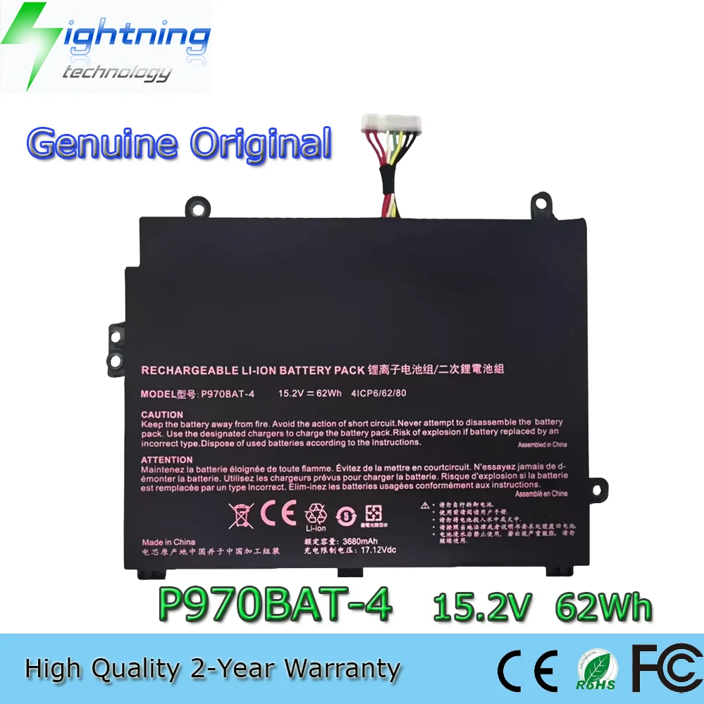 Nueva batería genuina para ordenador portátil P970BAT-4 15,2 V 62Wh para CLEVO P960 Erazer X17801 NP8955 NP8967