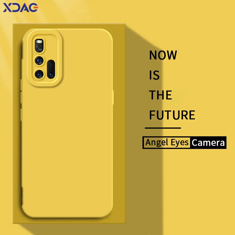Funda de teléfono de silicona líquida cuadrada para VIVO iQOO 3 iQOO3 5G 360, carcasa trasera suave a prueba de golpes, carcasa bonita, Ojos de Ángel de lujo - imagen 2