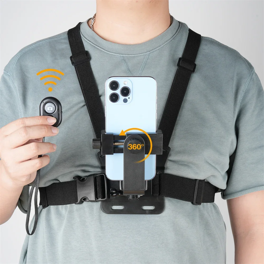 Plataforma de pecho Vlog manos libres: clip universal para teléfono con tapa vertical/horizontal para comentarios y vídeos de pesca - imagen 2