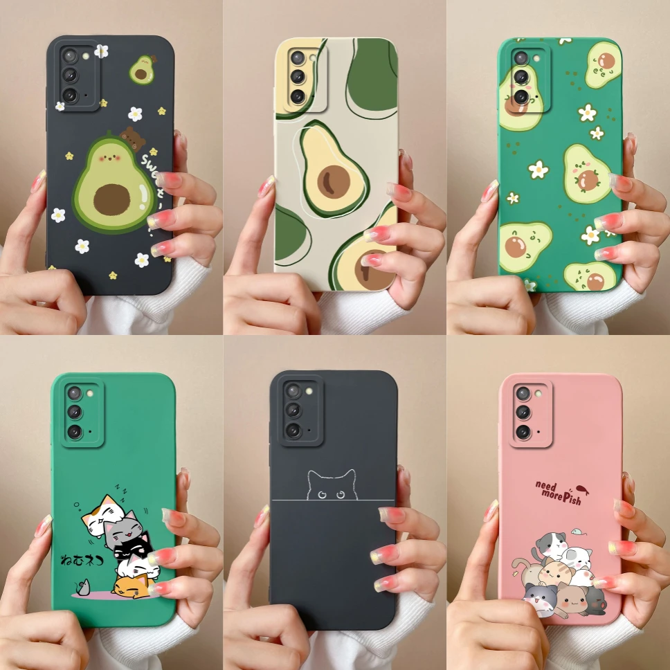 Para Samsung Galaxy Note 20 Ultra funda de teléfono adorables patrones de gato funda protectora de silicona líquida suave para Galaxy Note20 parachoques