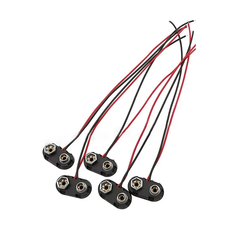 5 uds T tipo 9V batería Snap conector Clip cables soporte