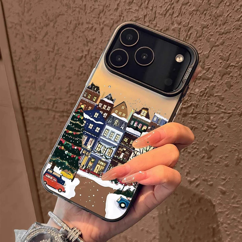 Funda de teléfono con paisaje de nieve y edificio Rural para iPhone 17 16 15 Pro Max 14 Plus 13 12 11 XS X XR 7 8 Plus, cubierta mate a prueba de golpes - imagen 2