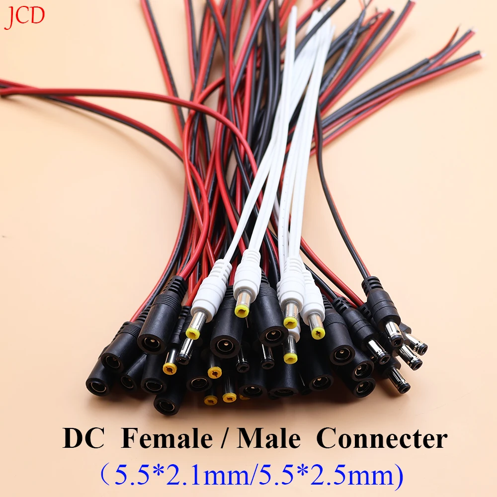 1 pieza 5,5*2,1/2,5mm macho hembra cable adaptador enchufe fuente de alimentación 12V DC conectores conjunto para tira de luz LED cámara CCTV