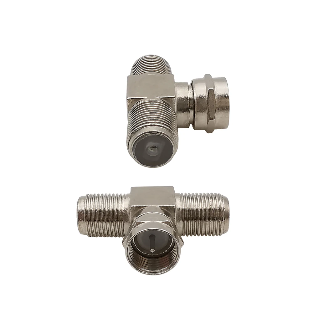 1/2/5 Uds F macho hembra enchufe a doble F hembra adaptador 3 vías tipo T divisor RF conector Coaxial para Cable de antena - imagen 4
