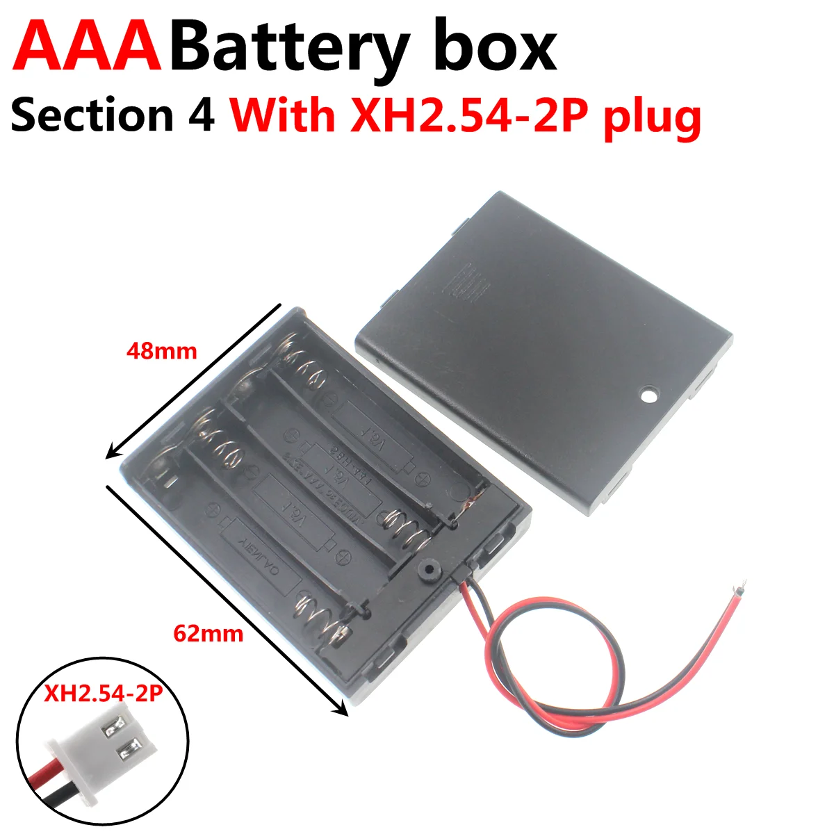 Caja de batería AAA de 5 piezas, soporte con cables, 1x2x3x4, 1 2 3 4 ranuras, enchufe de cabeza XH2.54 5,5-2,1 - imagen 5