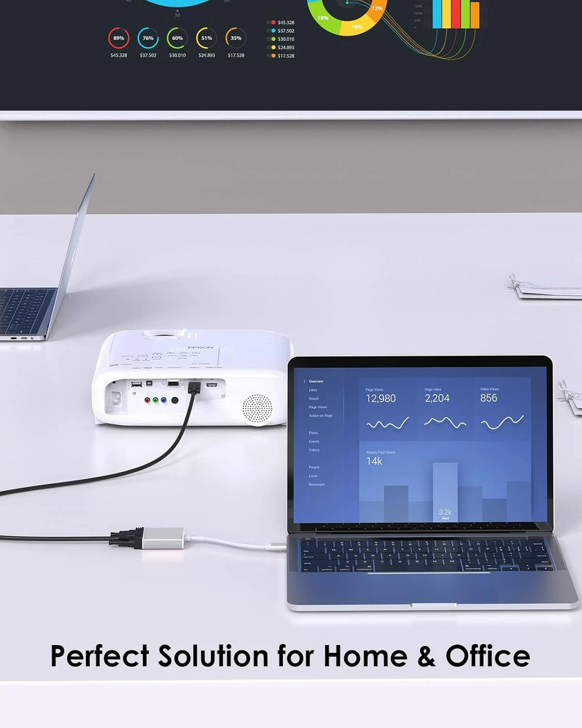 Adaptador USB C a D-SUB VGA de 15 pines Cable convertidor tipo C a VGA Compatible con Thunderbolt3/4 Macbook Pro a Monitor de proyector - imagen 3