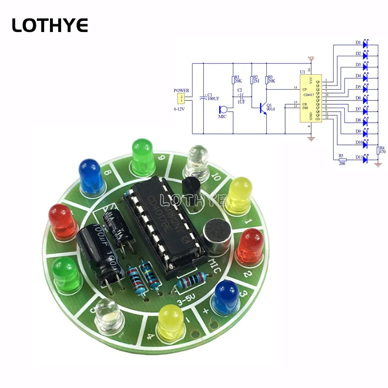 Kit LED Sonoro DIY – Luz Giratoria Colorida Activada por Sonido - imagen 4
