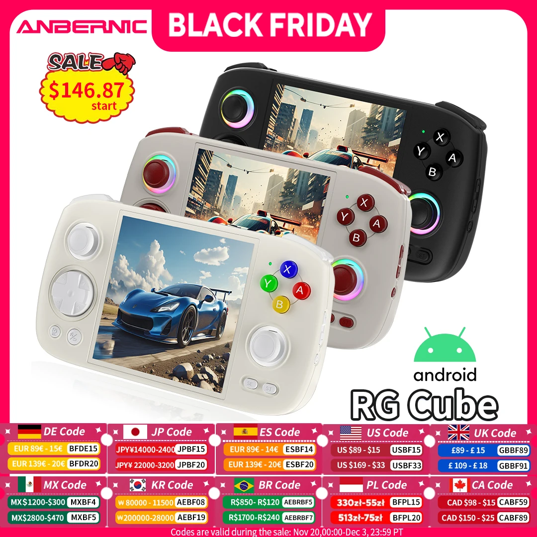 ANBERNIC-consola de juegos portátil RG Cube, pantalla multitáctil IPS de 3,95 pulgadas, T820, Android 13, Joystick RGB, consolas de videojuegos de 5200mAh