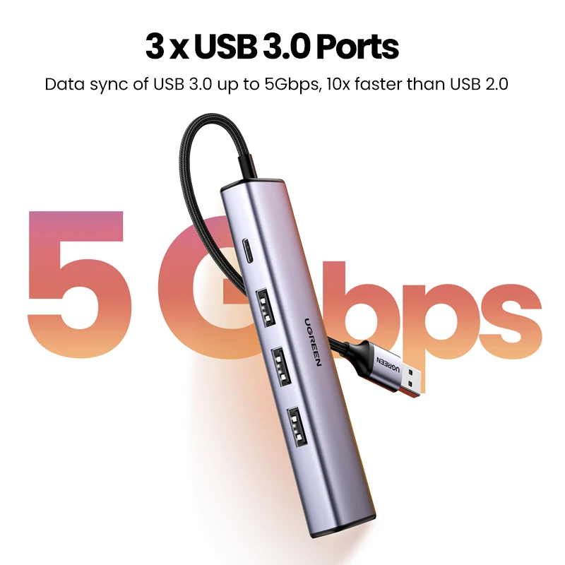 UGREEN-adaptador Ethernet USB 1000/100Mbps, HUB RJ45 Lan para ordenador portátil, PC, Mi Box Xiaomi, Macbook, Windows USB-C, tarjeta de red HUB - imagen 3
