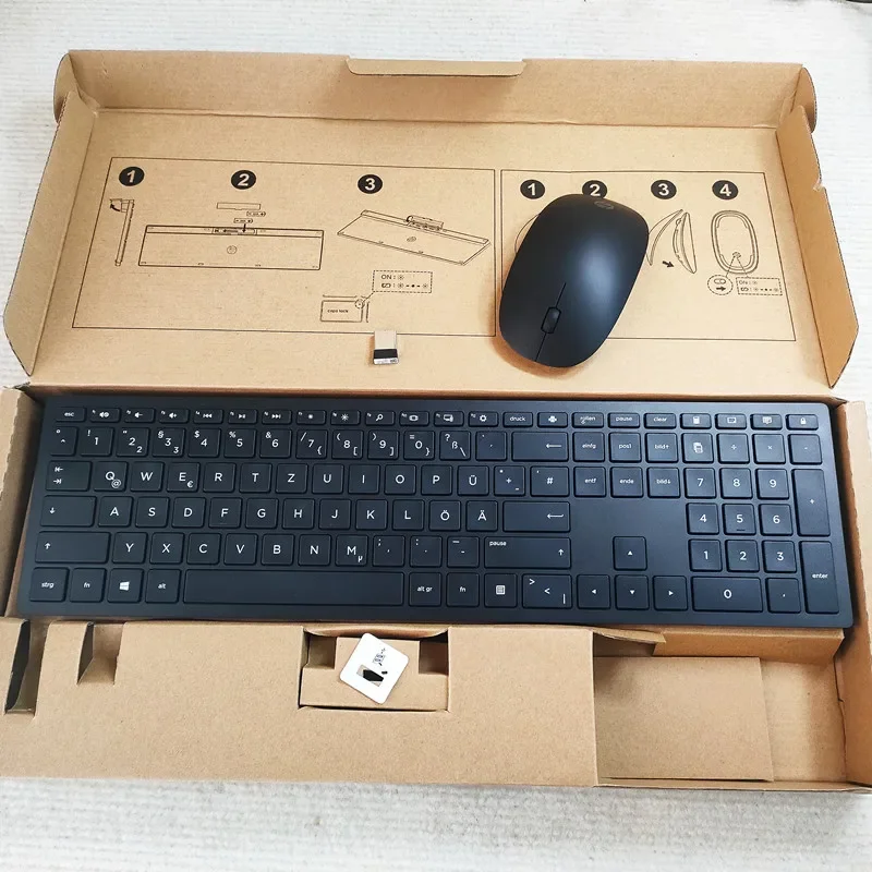 Juego de teclado y mouse inalámbricos 2.4G negro HSA-P003K HSA-P003M para diseño alemán HP - imagen 2