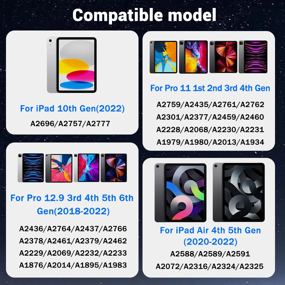 Teclado retroiluminado mágico EMTRA para iPad 10 10th Pro 11 12,9 2022 2021 Air 4 5 10,9 funda teclado español coreano árabe - imagen 5