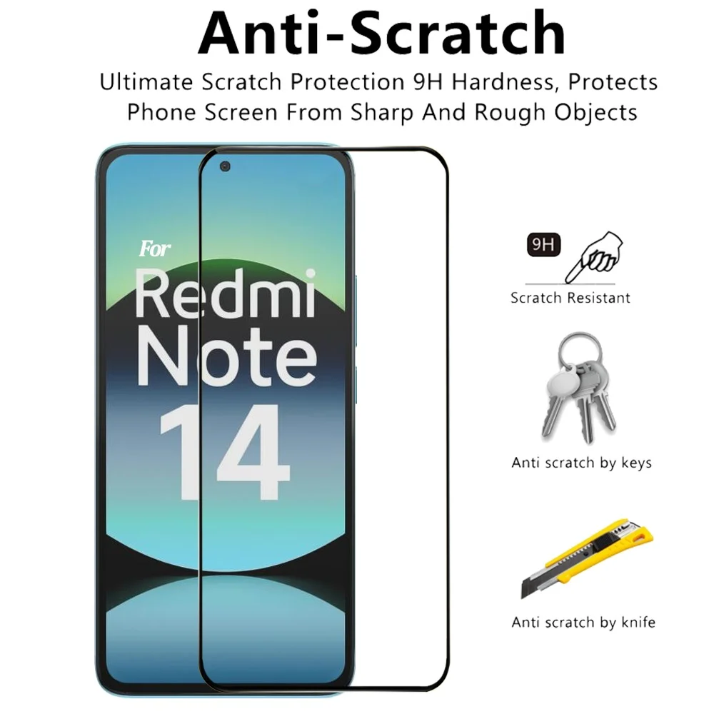 1~3 PCS Película Cristal templado Para Xiaomi Redmi Note 14 Protector Pantalla Redmi Note 13 Pro 5G Frontal Vidrio Redmi Note14 Screen Protector Glass - imagen 4
