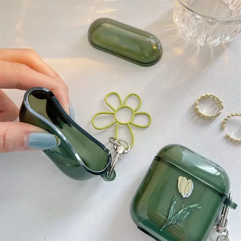 Funda protectora con patrón de tulipán para Apple AirPods 1/ 2/ 3/ Pro, accesorios para auriculares, 1 unidad - imagen 2