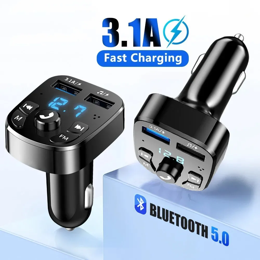 Cargador de coche transmisor FM Bluetooth5.0 Audio Dual USB 3.1A cargador rápido reproductor de MP3 manos libres accesorios de coche para iPhone Samsung
