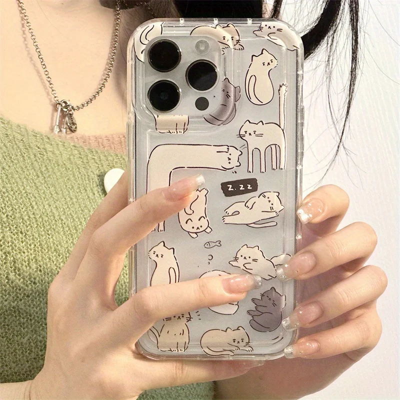 Funda de teléfono con gráfico de gato de dibujos animados para Samsung S24 S22 S23 Ultra S21 S20 FE A54 A34 A53 A32 A52 A14 A33 A55 cubierta a prueba de golpes - imagen 2