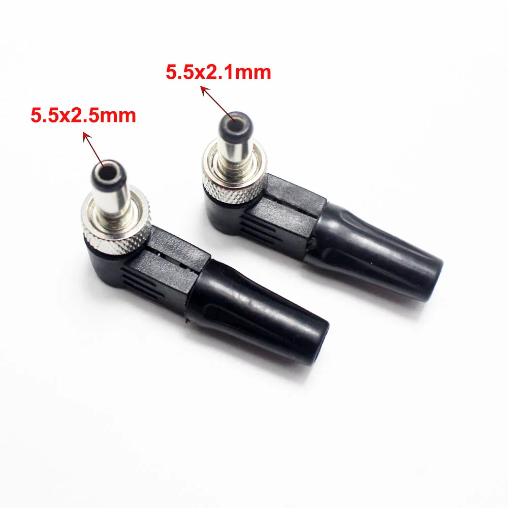 1 Uds 90 grados macho 5,5x2,1mm 5,5*2,5mm tipo L enchufe DC enchufe macho DC con tuerca enchufe de soldadura - imagen 5