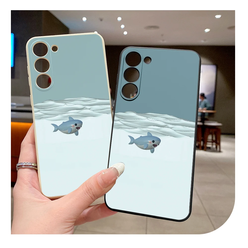 Funda de teléfono de silicona con dibujos de tiburones para Samsung Galaxy S25 S23 S22 S21 Ultra Plus, funda protectora para Galaxy S24 S23 S21 FE
