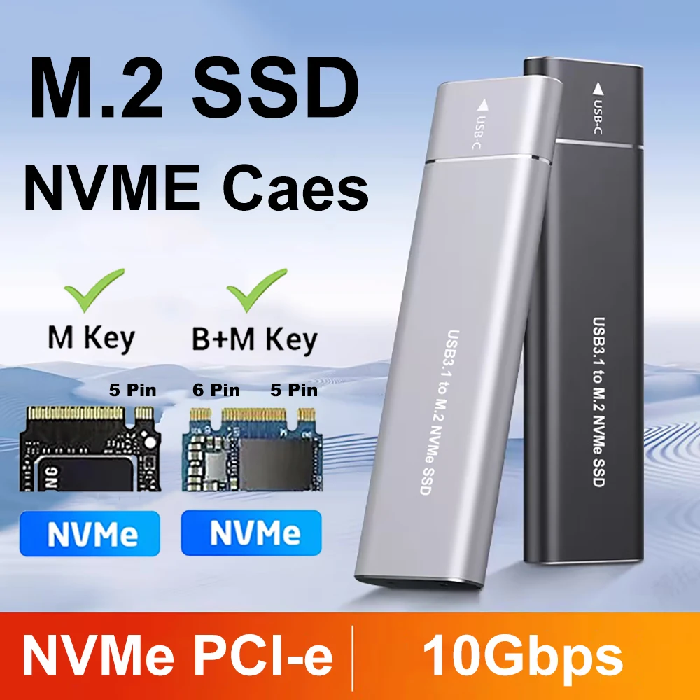 Caja M.2 SSD NVME USB 3,1 M.2 a USB C SSD 10Gbps USB A a tipo C 2230/2242/2260/2280 M llave M + B para teléfono portátil