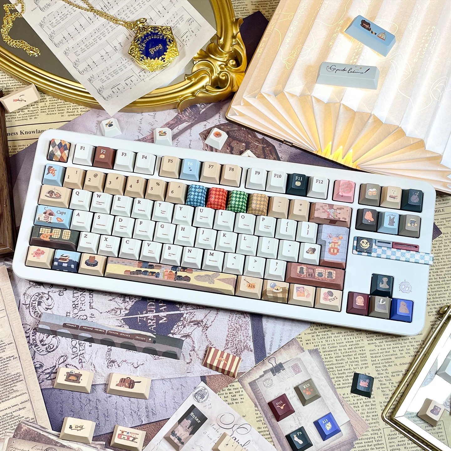 Juego de teclas con tema Diagon Alley, 135 teclas, sublimación PBT, perfil de cereza, tapas de teclado para accesorios de teclado mecánico - imagen 2