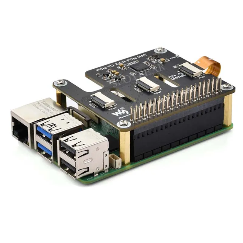 Raspberry Pi 5 PCIe a 2 canales PCIe FFC Dual PCIe HAT Board Pi5 Doble - imagen 2