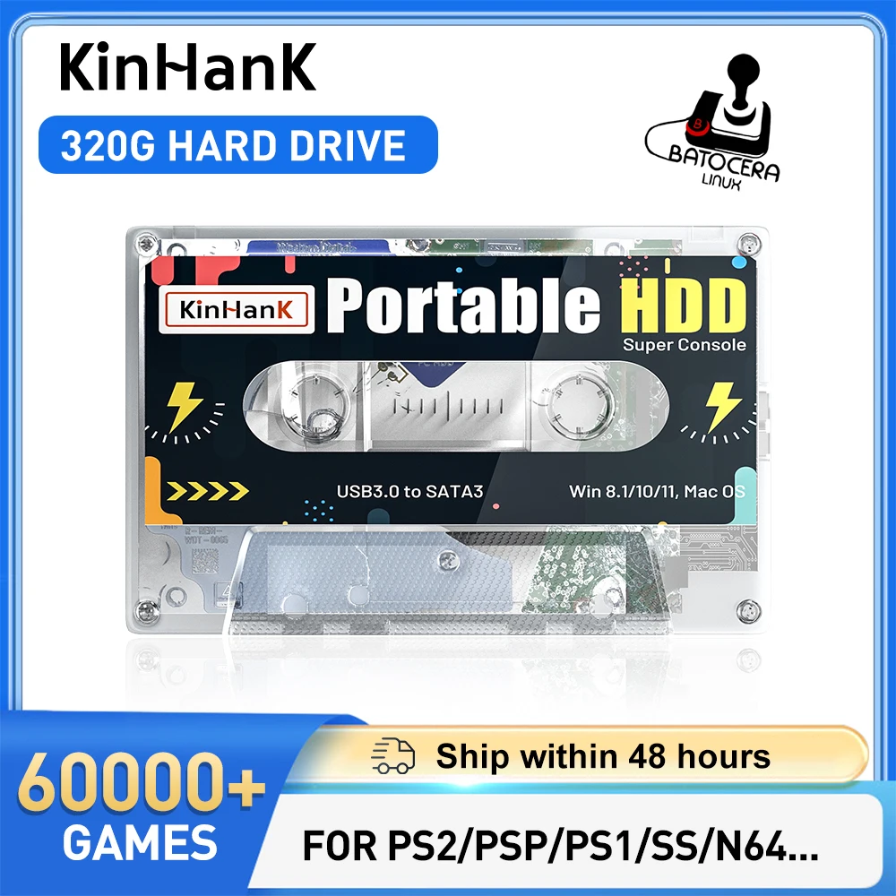 KINHANK 320G Super consola Gaming HDD 60000 videojuegos 70 emuladores para DC/MAME/SS/NAOMI/PS2/PS1 Plug and Play Batocera OS