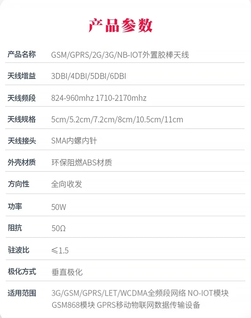 Antena de barra de pegamento SMA, codo plegable, pequeña antena de pimienta, GPRS/GSM, ganancia de banda cuádruple, orificio interior de aguja interior de 3DBI - imagen 3