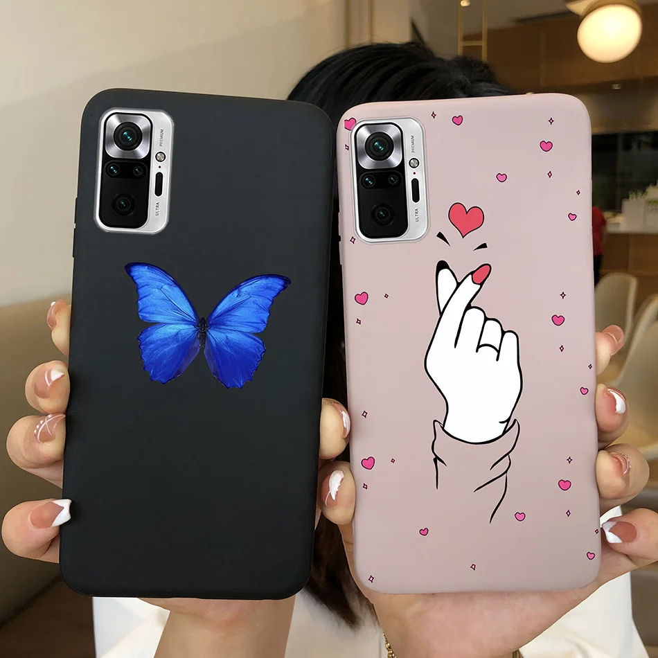 Funda de silicona suave para teléfono Xiaomi Redmi Note 10 Pro, carcasa bonita de gato, mariposa, corazón, Margarita - imagen 3