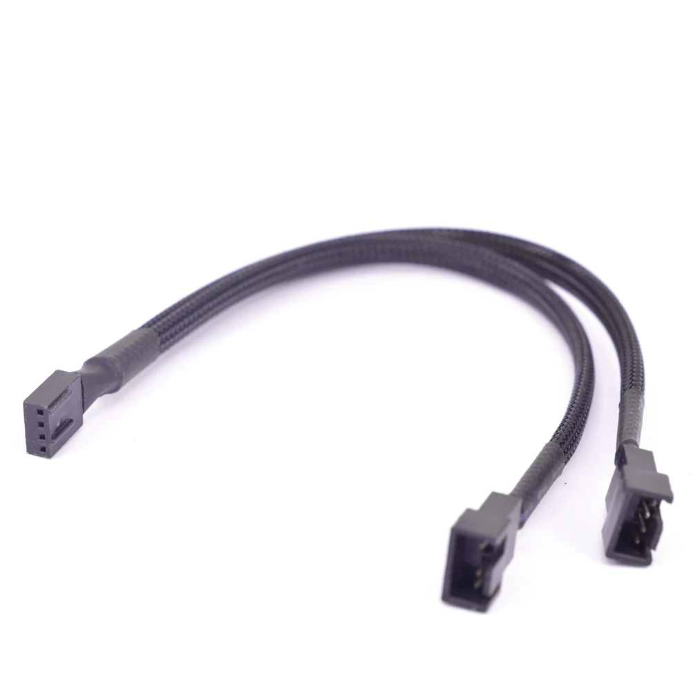 Cable de ventilador Pwm de 12V y 4 pines, Cable de extensión de fuente de alimentación de 1 a 2, multiplicador de puerto divisor Y, conector de ventilador de bomba de ordenador con funda - imagen 3