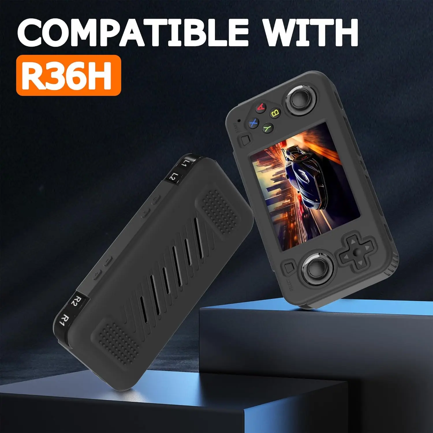Funda protectora de silicona suave para consola de juegos R36H, cubierta antideslizante a prueba de golpes con cordón para accesorios de mano R36H - imagen 2