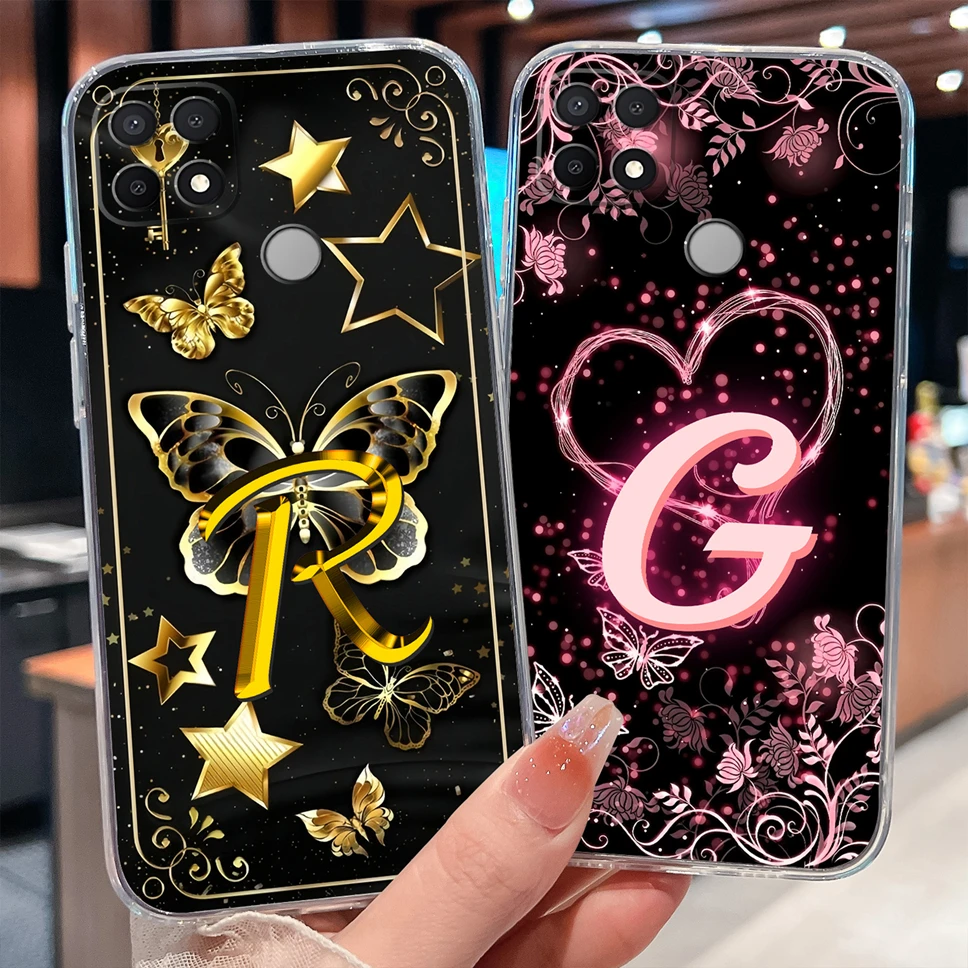 Para Oppo A35 A15 A15S pareja Funda de teléfono letras de moda suave TPU transparente Funda de silicona para OppoA 35 A 15 parachoques ligero