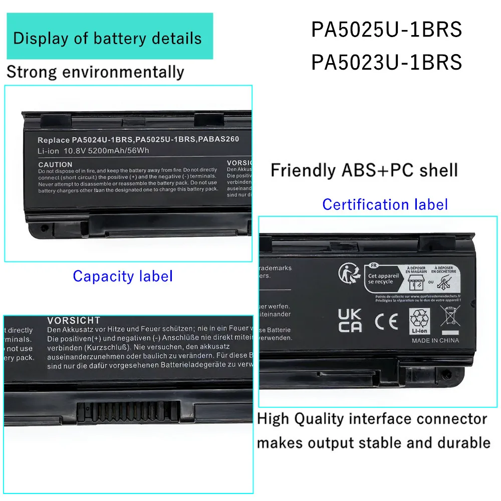 Batería del ordenador portátil para Toshiba L830 L835 S800 S840 S845 S850 S855 L845 M801 M805 M840 P845 L850 L855 P850 P855 P870 P875 L870 L875 - imagen 2