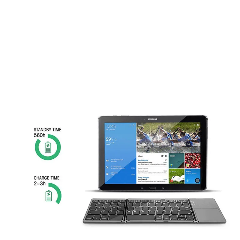 Teclado Bluetooth inalámbrico plegable de 64 teclas, panel táctil ultradelgado, batería recargable, plegable para tableta, portátil, teléfonos móviles - imagen 3