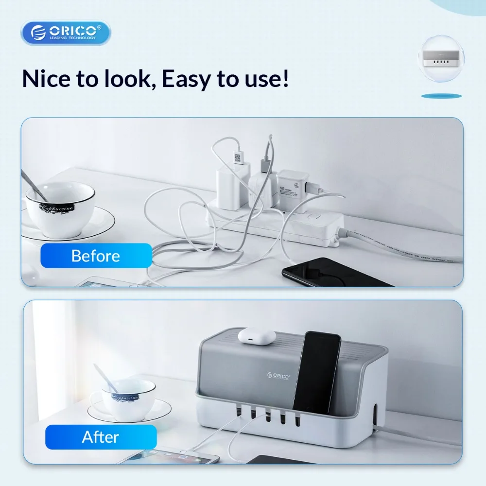 ORICO-caja de regleta para organizar el almacenamiento, protección a prueba de polvo, filtro de red de enchufe, caja de almacenamiento de batería, bricolaje - imagen 5