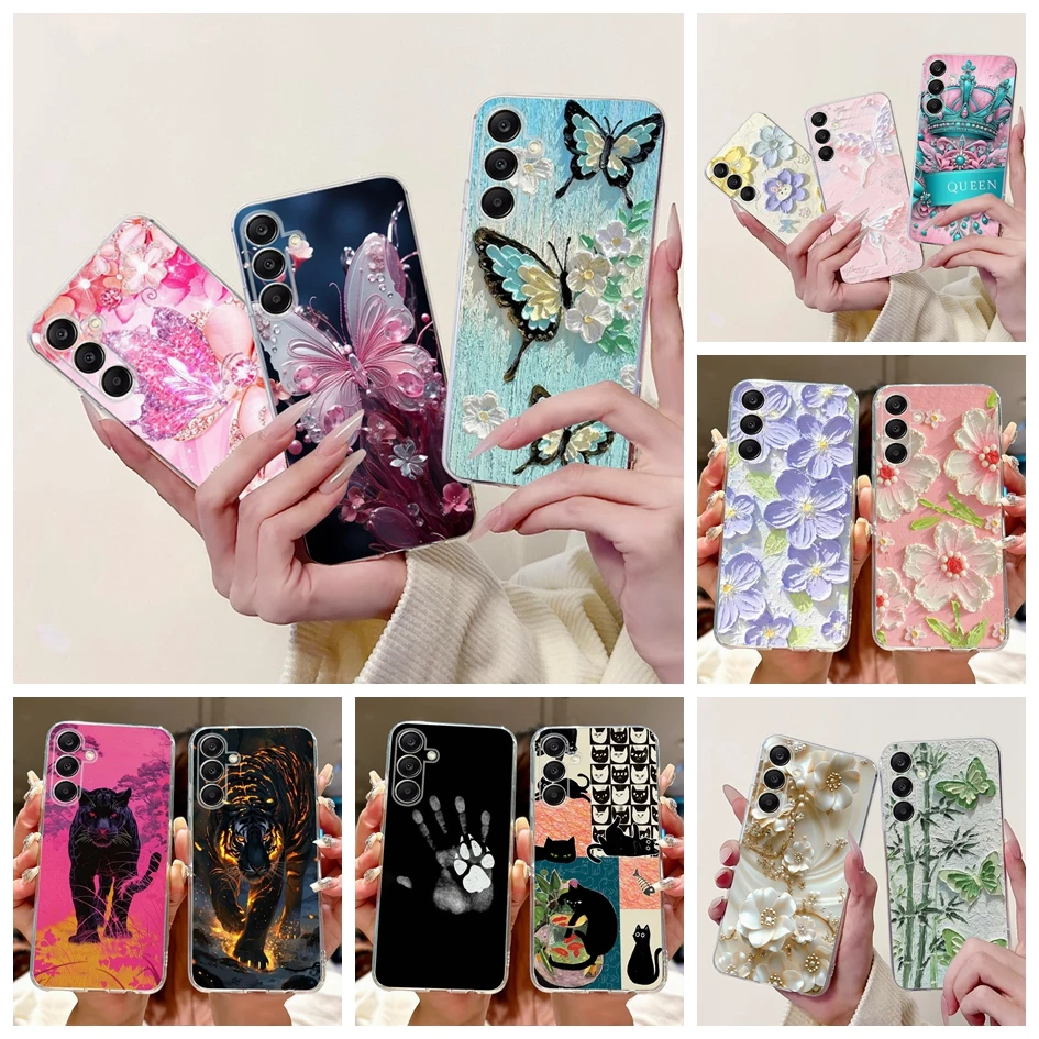 Para Samsung Galaxy A55 A35 5G funda SM-A556B SM-A356B funda de silicona Popular mariposa suave parachoques para Samsung A15 A25 A 25 Coque