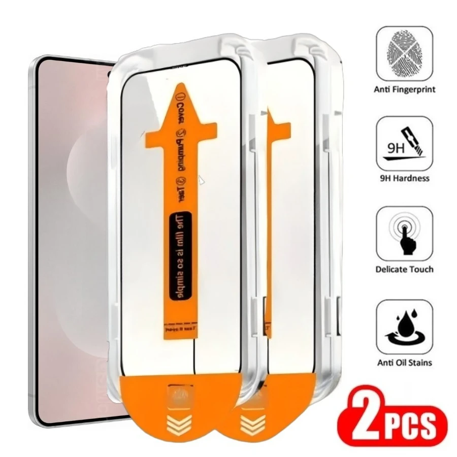 2 uds HD vidrio templado transparente para Samsung Galaxy S25 Edge S24 S23 Ultra S22 S21 Plus S24 FE Protector de pantalla de instalación sin polvo